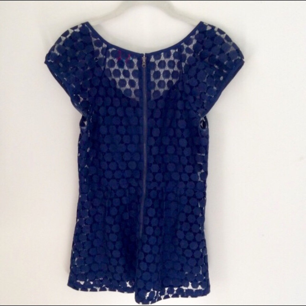 PLENTY BY TRACY REESE Lace Navy Blue Top - Picture 2 of 2